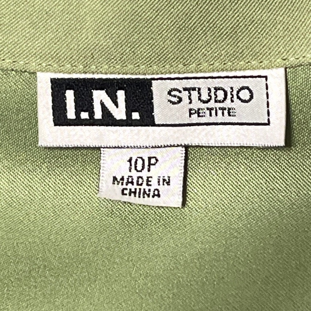 I.N. Studio Petite Sage Green Faux Suede Pintuck Blazer Jacket 10P 5443Z57 - Picture 5 of 8